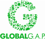 Logo di GLOBALG.A.P., che mostra una “G” stilizzata blu con la scritta “GLOBALG.A.P.” in maiuscolo, simboleggiando globalità e pratiche agricole responsabili.